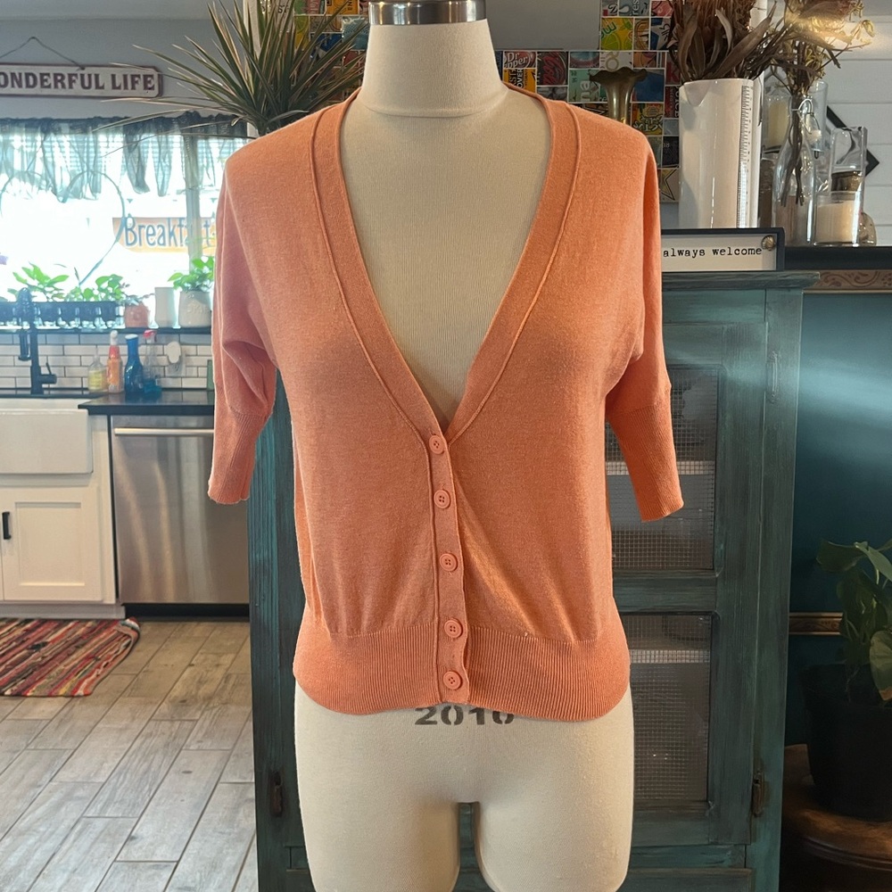 Women's Orange Button-Up Sweater